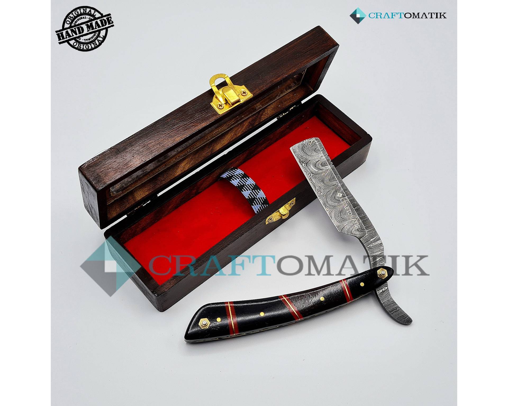 Rasiermesser | Damaszener Stahl Geschenk Set Hochwertig Herren Barber Razor Dbr56 von Etsy - Craftomatik