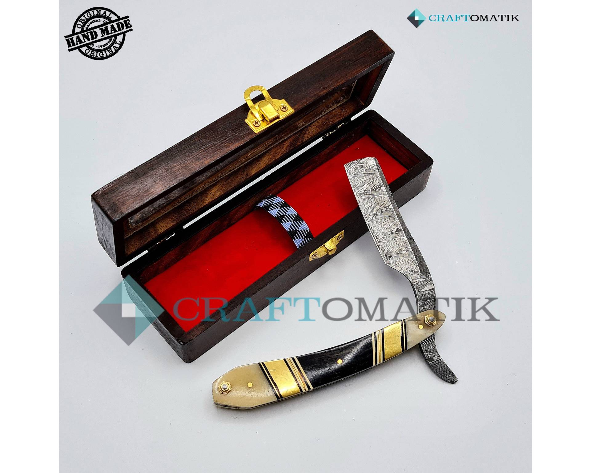 Rasiermesser | Damaszener Stahl Geschenk Set Hochwertig Herren Barber Razor Dbr58 von Etsy - Craftomatik