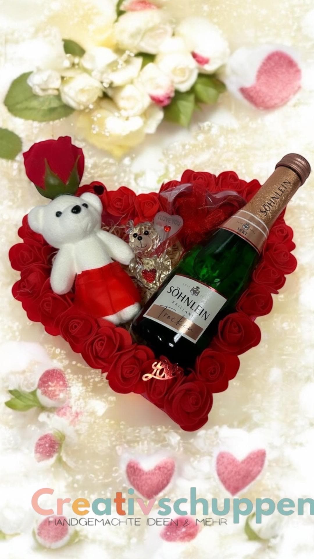 Valentinstag Herz Muttertag Geschenkset Liebe Rosen Rot Sekt Artikel-Nr0209 von Etsy - Creativschuppen