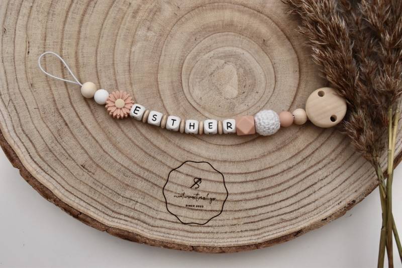 Schnullerkette Blume Mit Silikonring Und Name von Etsy - Creativsistershop