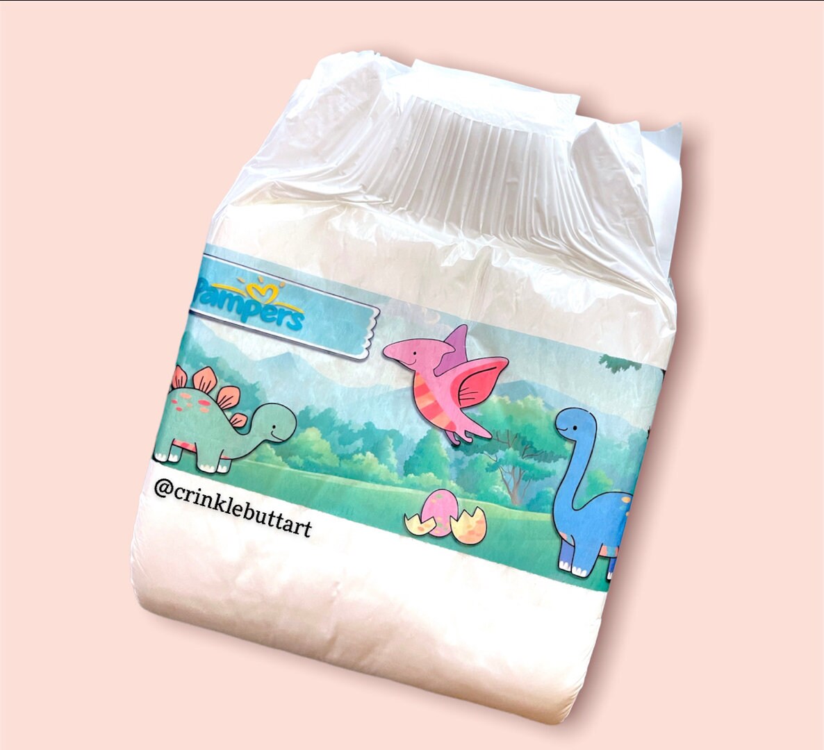 "Abdl "Pastel Dinos Mit Logo"-Set Für Windelbänder" von Etsy - CrinkleButtArt