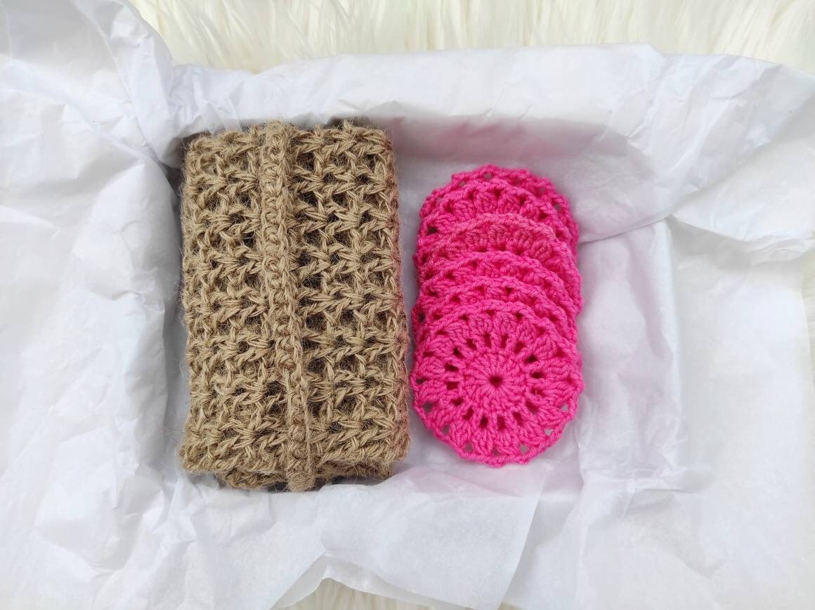 Jute Waschlappen Und Makeup Entferner Home Spa Set Wiederverwendbares Waschtuch Für Rücken Körper Plastikfrei Zero Waste Badeaccessoires von Etsy - CrochetHomeBoutique