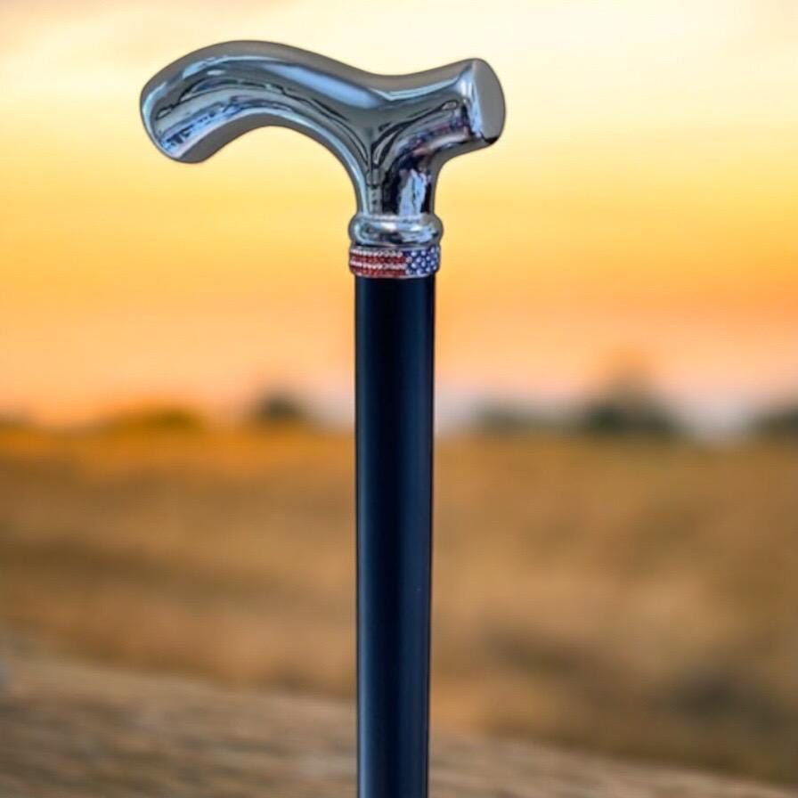 Spezialangefertigte Gehstock Aus Ahornholz Chrom Fritz Griff, Usa Flagge Spezialangefertigte Gehstock Aus Ahornholz Chrom Fritz Griff, Usa Flagge von Etsy - CustomCanesByKirk