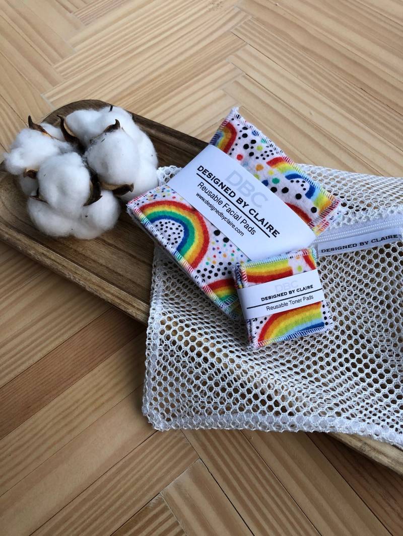 Wiederverwendbare Makeup Entferner Pads, Baumwollrunden, Zero Waste, Umweltfreundlich, Remover Rainbows & Dots, 5Er Pack von Etsy - DBCDesignedByClaire