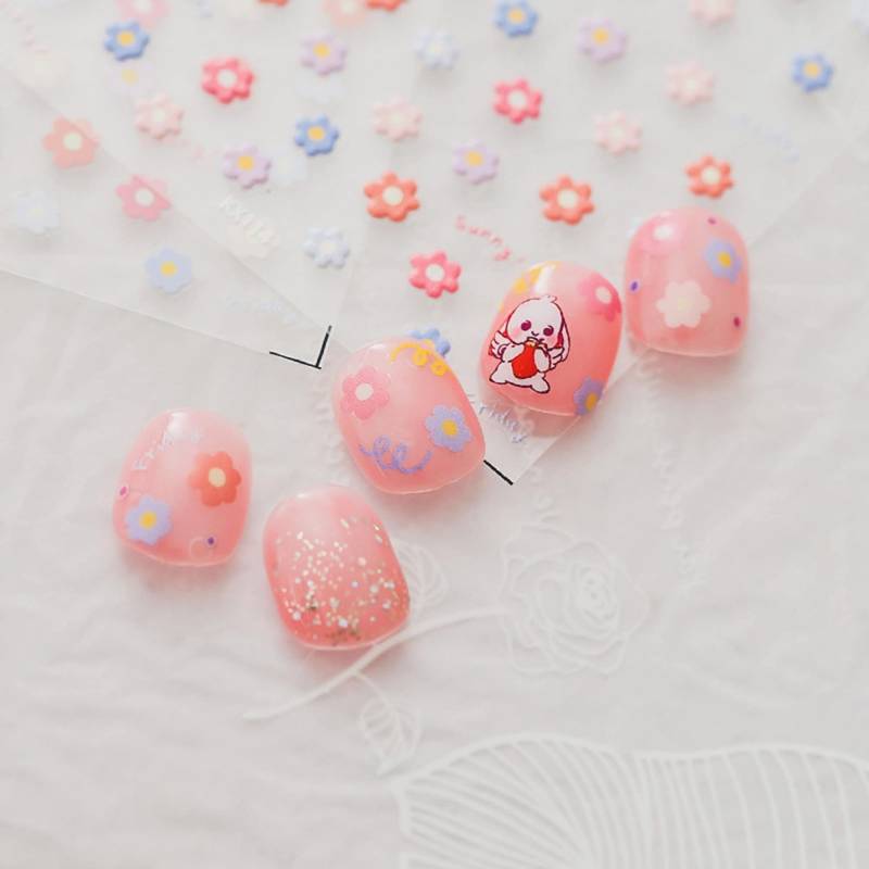 Blumen Nagel Aufkleber, Nagelabziehbilder Kunst, Süsse Nagelsticker, Kawaii 5D Prägung, Diy Nägel von Etsy - DIYDesignerArt