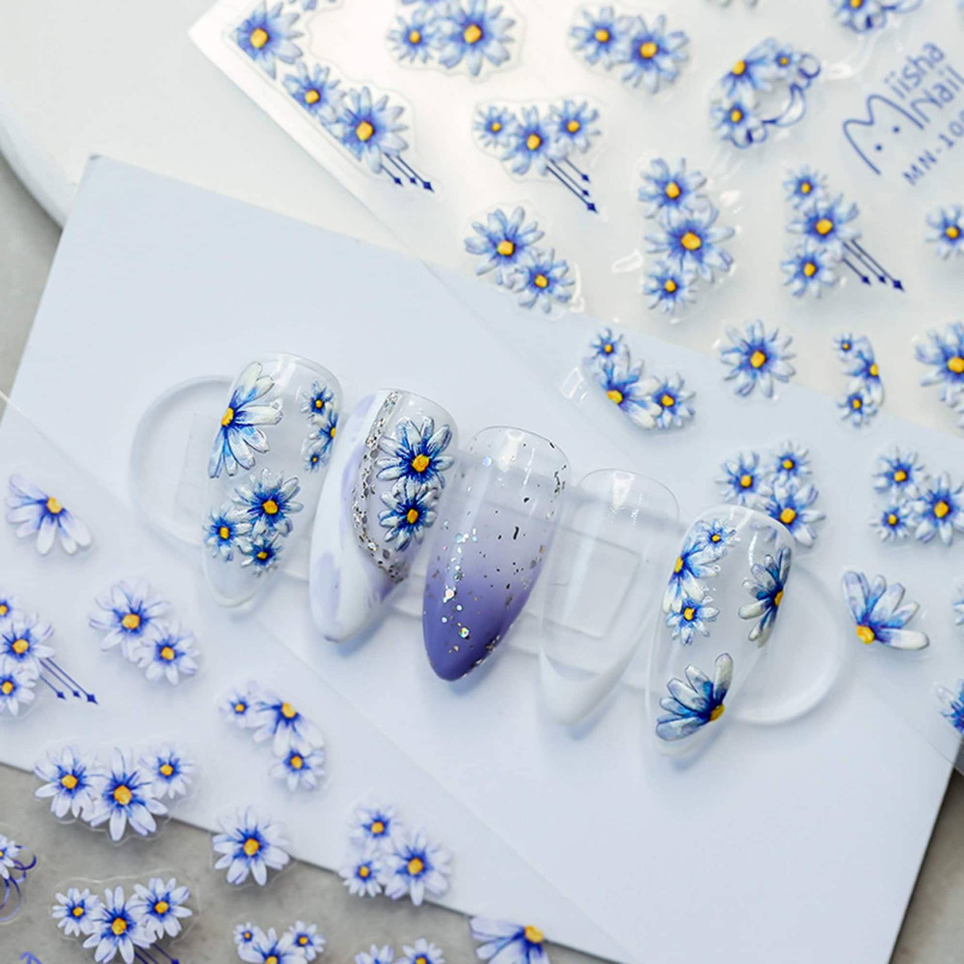 Blumen Nagel Aufkleber, Zierliche Blaue 3D Nägel, 5D Diy Nägel von Etsy - DIYDesignerArt