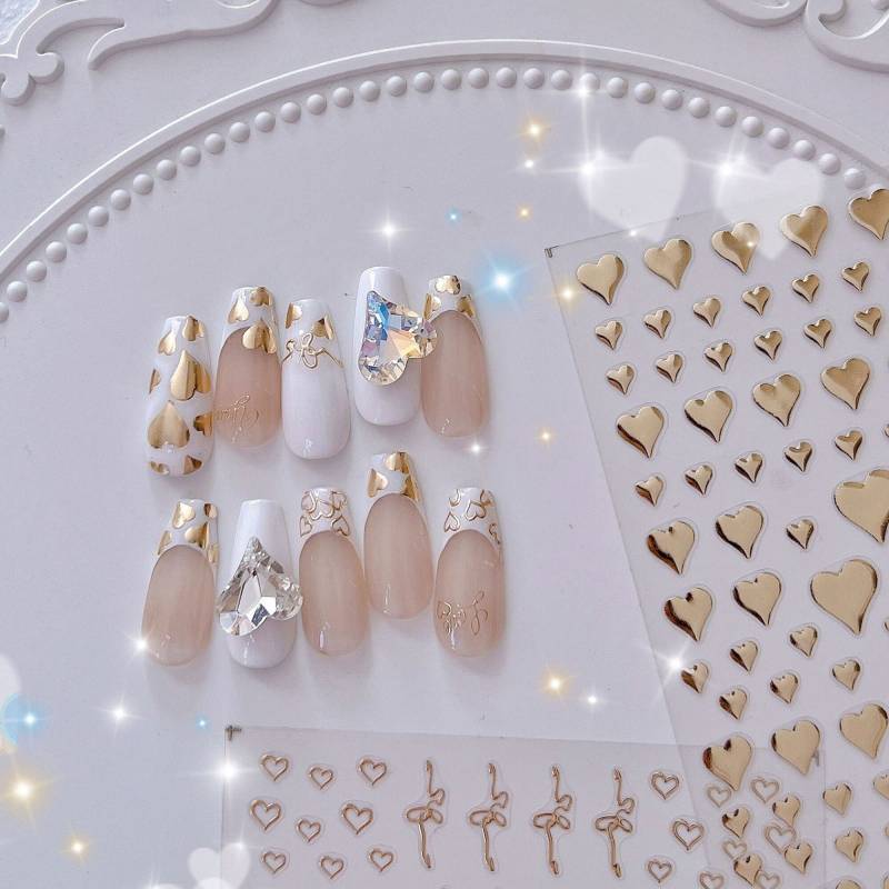 Gold Herz Nagel Aufkleber, Nail Art Sticker, Diy Nägel, Maniküre Sticker von Etsy - DIYDesignerArt