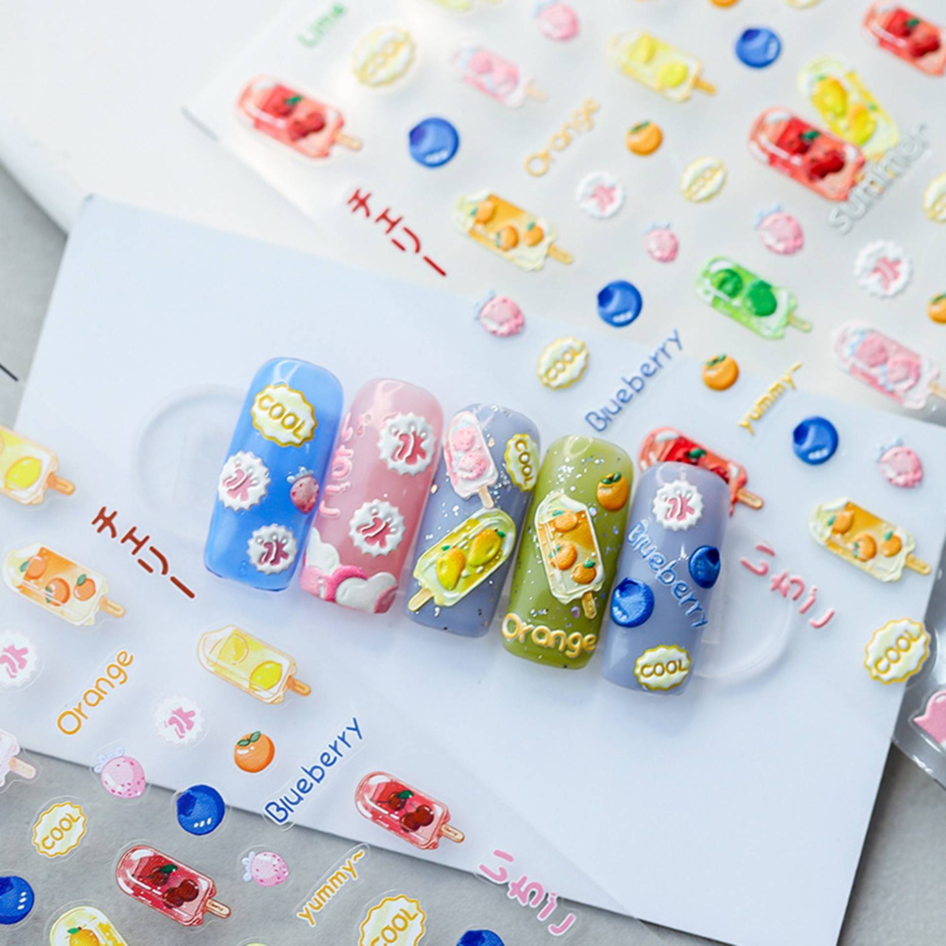 Sommer Nagelsticker, Eis Sticker, Kawaii 3D Nagel, 5D Diy Nägel von Etsy - DIYDesignerArt