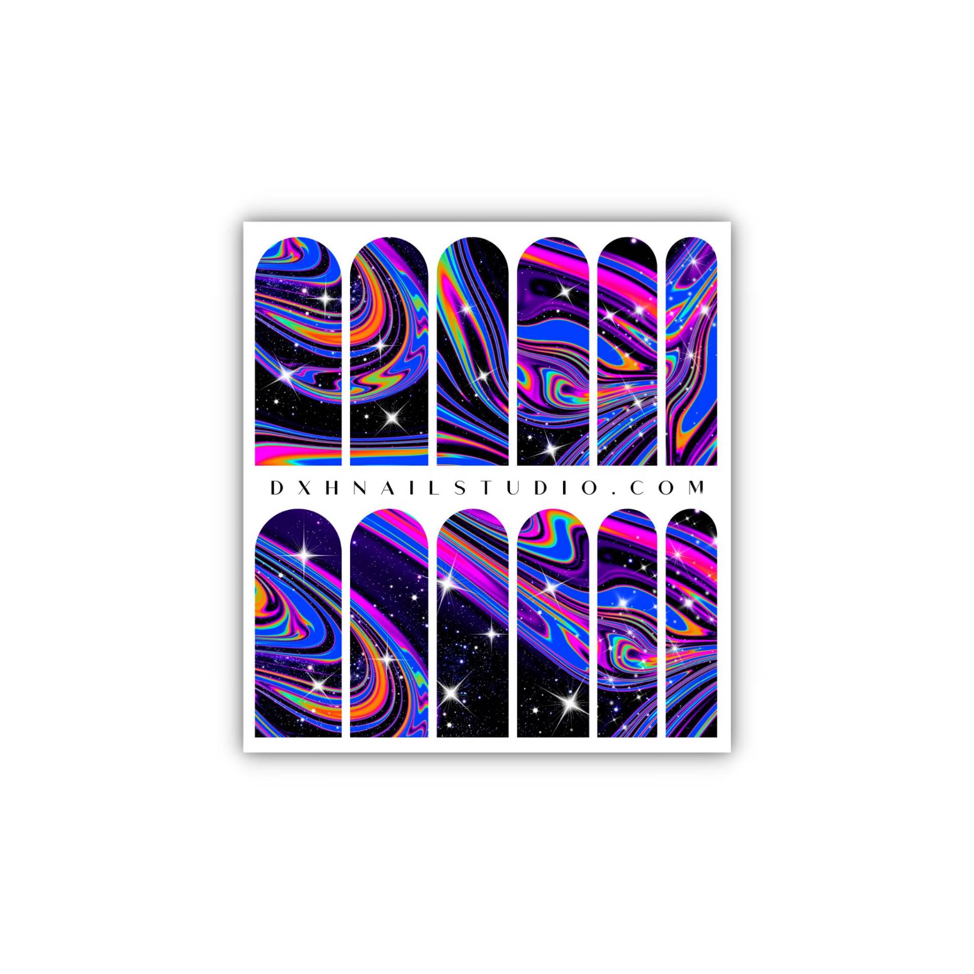 Black Rainbow Galaxy Nail Decals - Xl Wraps 50mm Transfer Supplies Sparkle Effekt Art von Etsy - DXHNAILCO