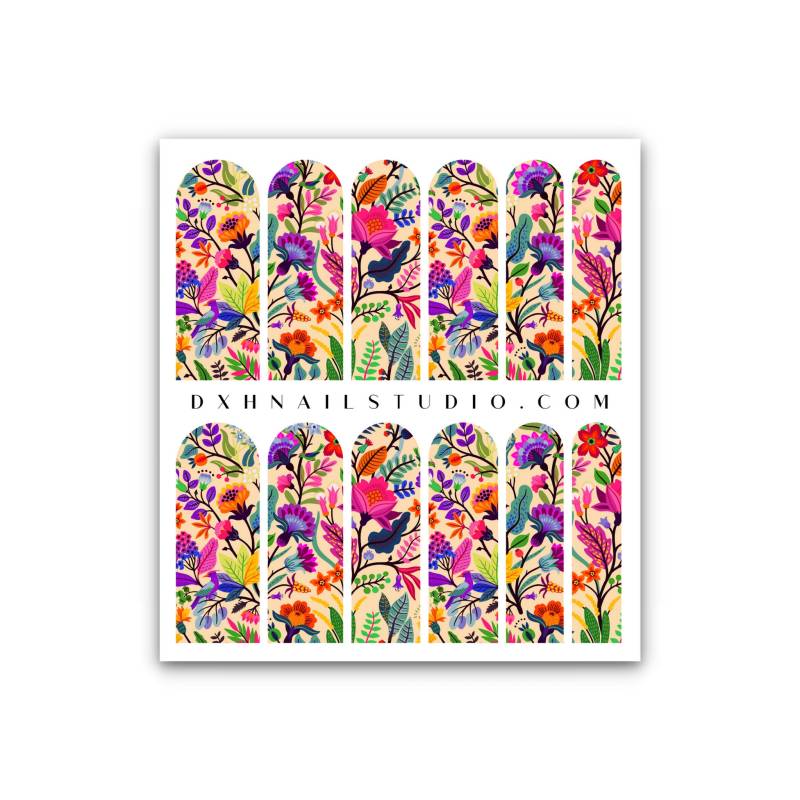 Fiesta Florals Cinco De Mayo Nail Aufkleber - Xl Wraps 50mm Wasser Transfer Aufkleber Festliche Nagelkunst von Etsy - DXHNAILCO