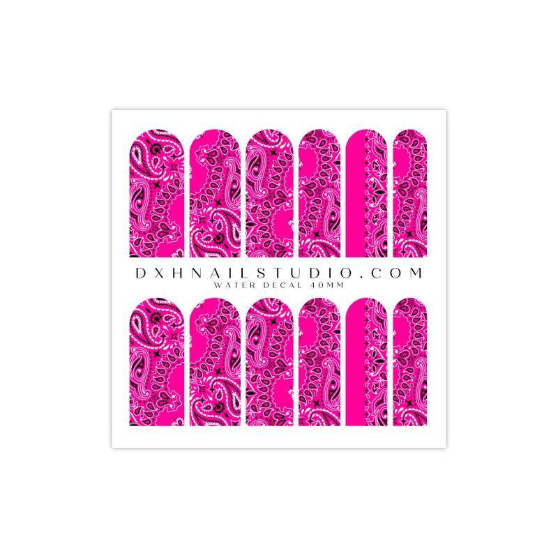 Hot Pink Bandana Nagel Abziehbilder - Paisley Wasser Transfer Nail Wraps Zubehör Maniküre Deco Art von Etsy - DXHNAILCO