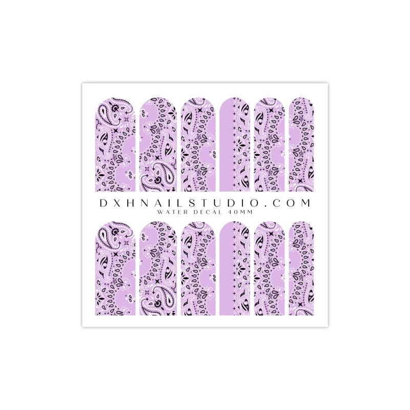 Lila Bandana Nail Decals - Wassertransfer Wraps Paisley Art Press On Acryl Gel X Nagel Zubehör von Etsy - DXHNAILCO