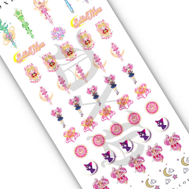 Sailor Moon Girly Anime Nail Decals - Kawaii Art Wasser Transfer Nagel Aufkleber Zubehör Maniküre von Etsy - DXHNAILCO