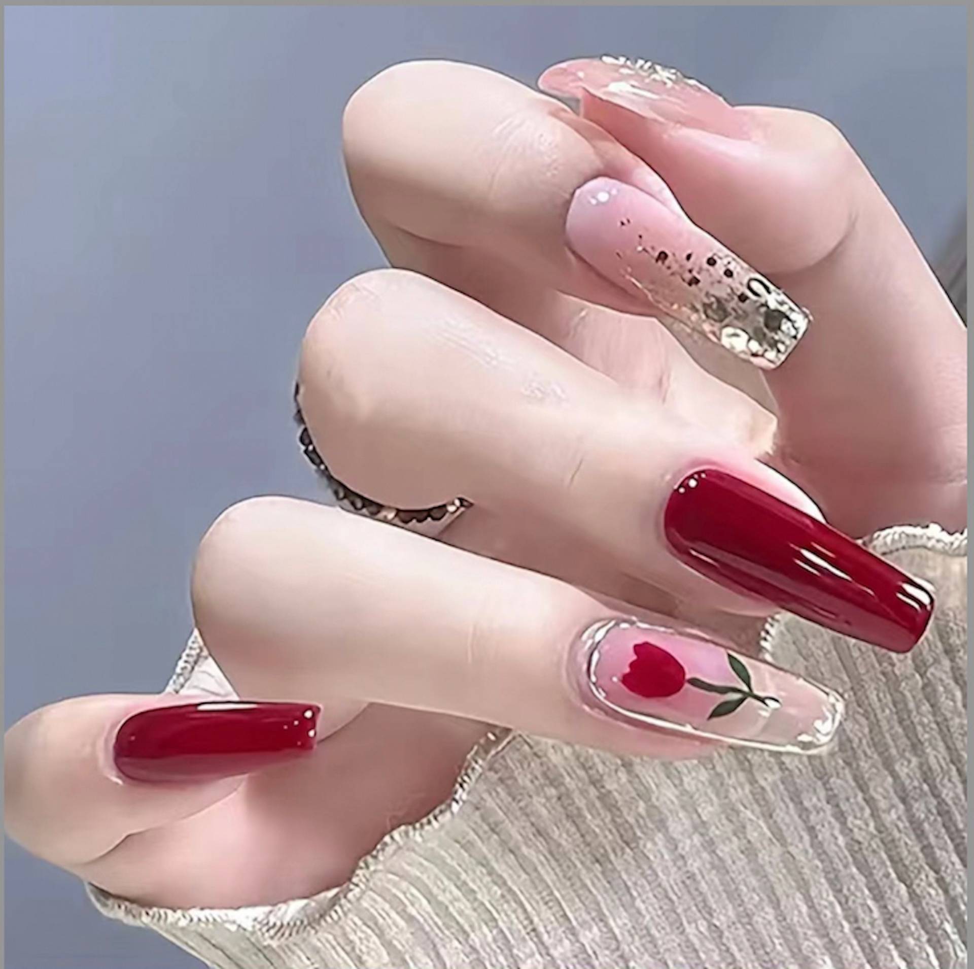 24Pcs Xtra Long Pink Press On Nail Set Für Frauen, Full Cover Xl von Etsy - DaisyNailArt