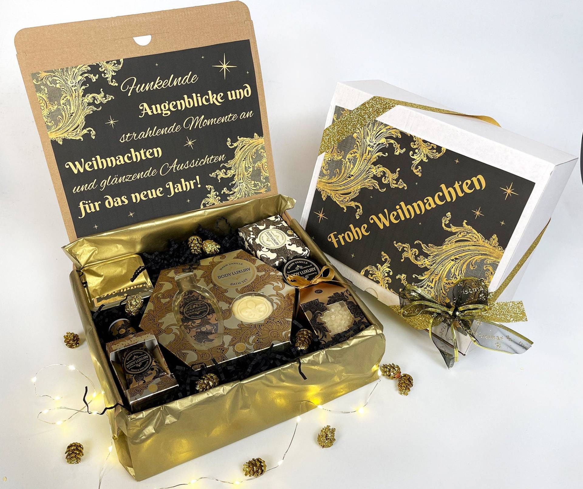 Geschenkbox Gold Luxury 2, Weihnachtsgeschenk, Geschenkset Frauen, Weihnachten, Wohlfühlset Für Weihnachtsset, Geschenkkorb von Etsy - DarDariBox