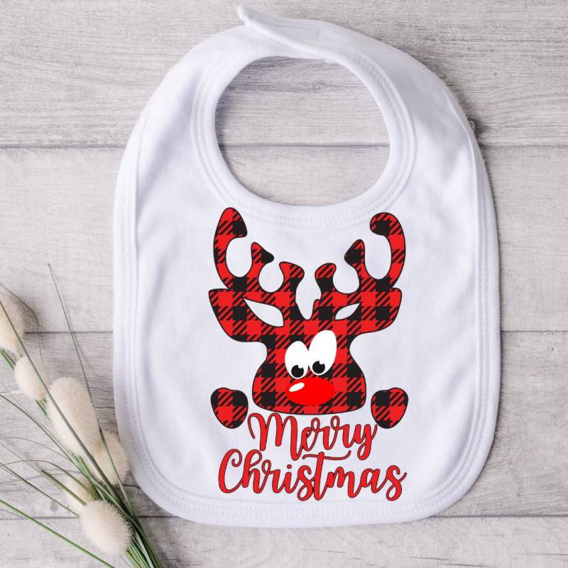 "Schönes Baby Lätzchen "Merry Christmas" Weißes Mit Knallroten Rentier." von Etsy - DeesCreationsStore