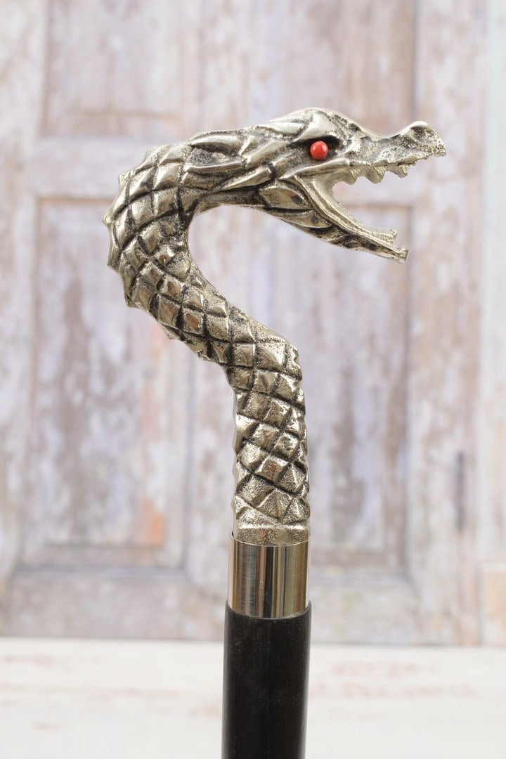 Gehstock Drachen Figur - Drachenstock Silberner Elegantes Geschenk Für Großvater Vater Hochzeits-Session von Etsy - DekorStyle