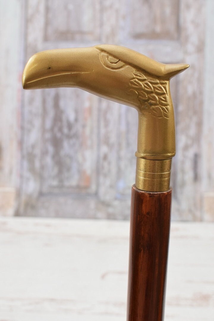 Gehstock Adler - Aus Messing Und Holz Elegantes Geschenk Für Großvater Vater Goldene Cane von Etsy - DekorStyle