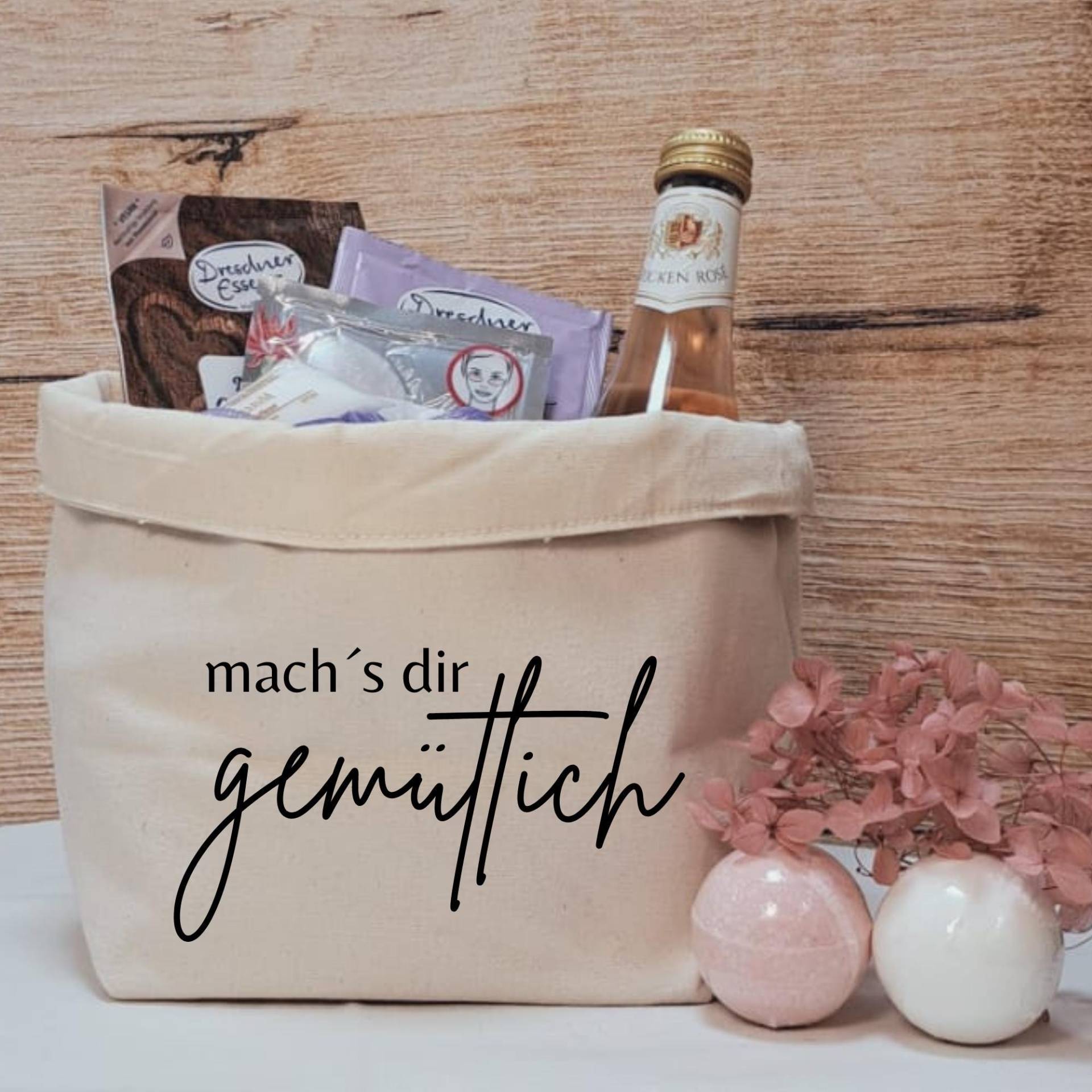 Geschenkkörbchen/Geschenkkorb Zum Selbstbefüllen "Machs Dir Gemütlich" von Etsy - Dekozauberstueberl