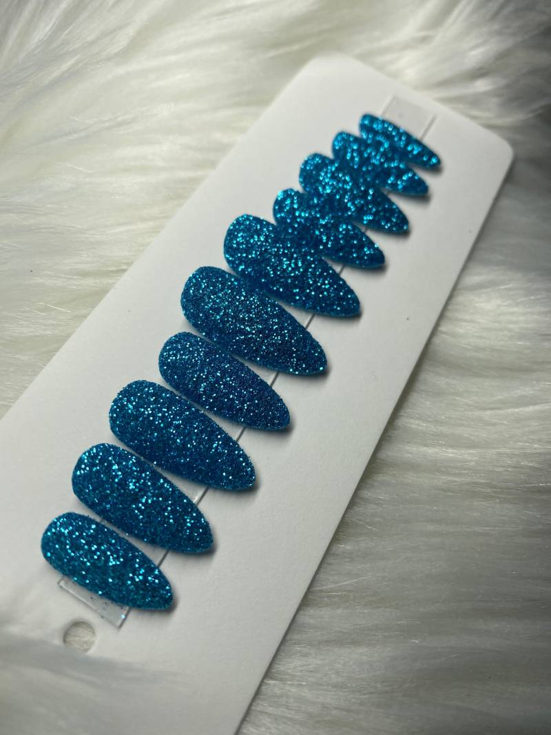 Aqua Blau Glitter Drücken Sie Auf Die Nägel von Etsy - Dianailstudio