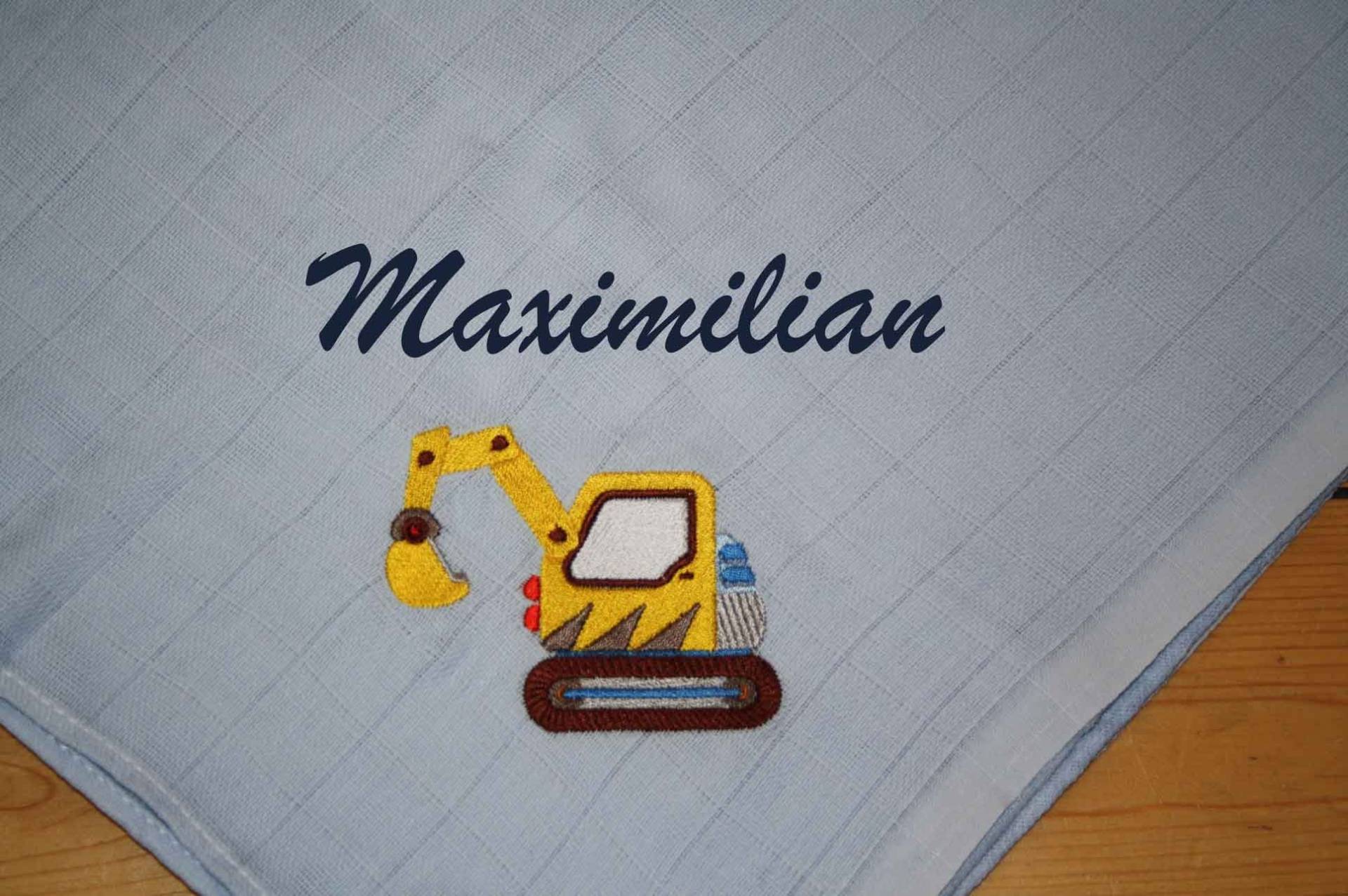 Mullwindel Spucktuch Bagger Hellblau Mit Namen W280 Mullwindel Spucktuch Bagger Hellblau Mit Namen W280 von Etsy - DieWichtelstickerei