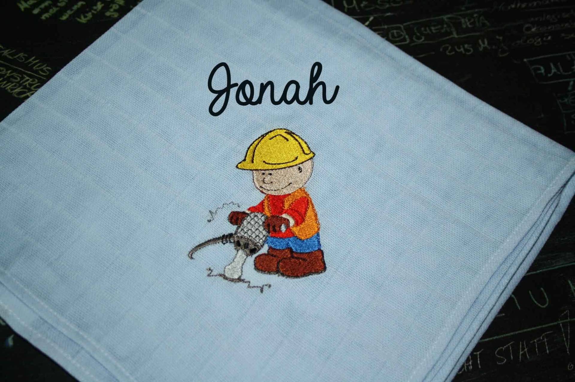 Mullwindel Spucktuch Bauarbeiter Mit Namen W321 Mullwindel Spucktuch Bauarbeiter Mit Namen W321 von Etsy - DieWichtelstickerei