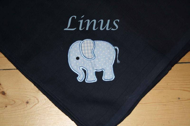 Mullwindel Spucktuch Elefant Dunkelblau Hellblau Mit Namen W291 von Etsy - DieWichtelstickerei