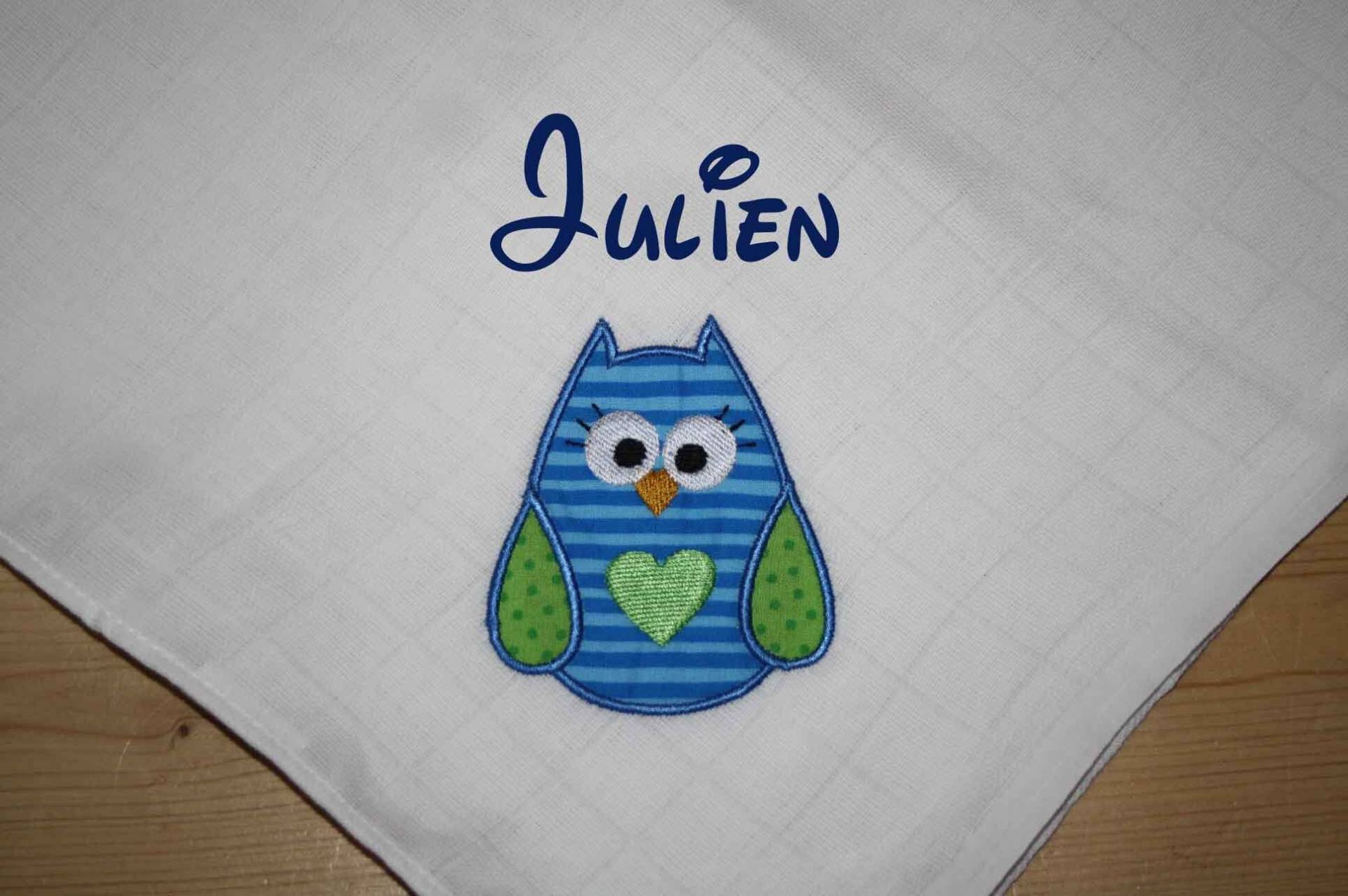 Mullwindel Spucktuch Eule Blau Grün Mit Namen W303 Mullwindel Spucktuch Eule Blau Grün Mit Namen W303 von Etsy - DieWichtelstickerei