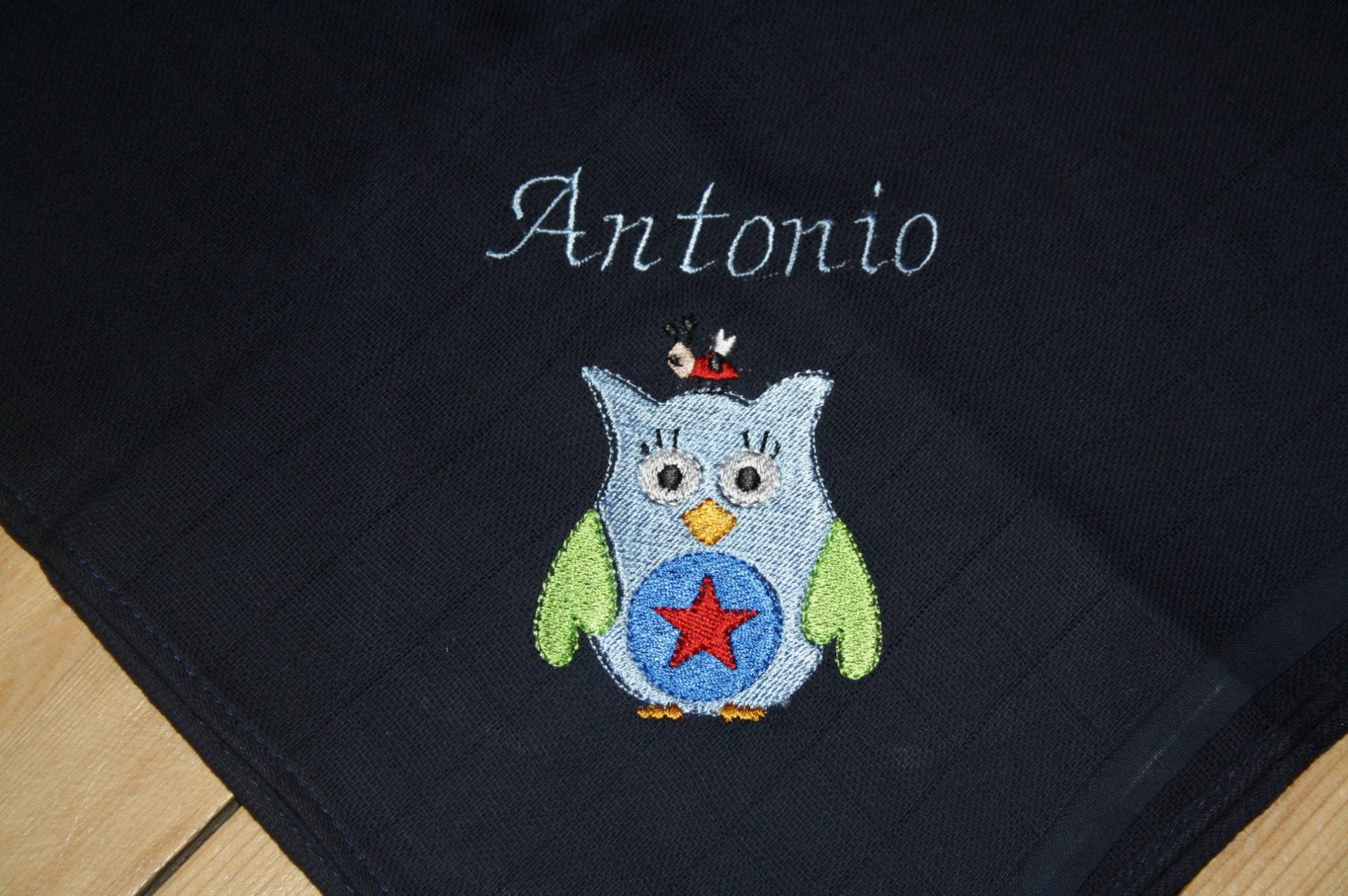 Mullwindel Spucktuch Eule Dunkelblau Mit Namen W307 Mullwindel Spucktuch Eule Dunkelblau Mit Namen W307 von Etsy - DieWichtelstickerei