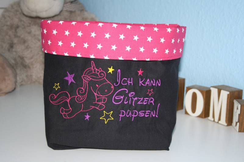 Utensilo Rot Rosa Einhorn Schwarz Pink W704 von Etsy - DieWichtelstickerei