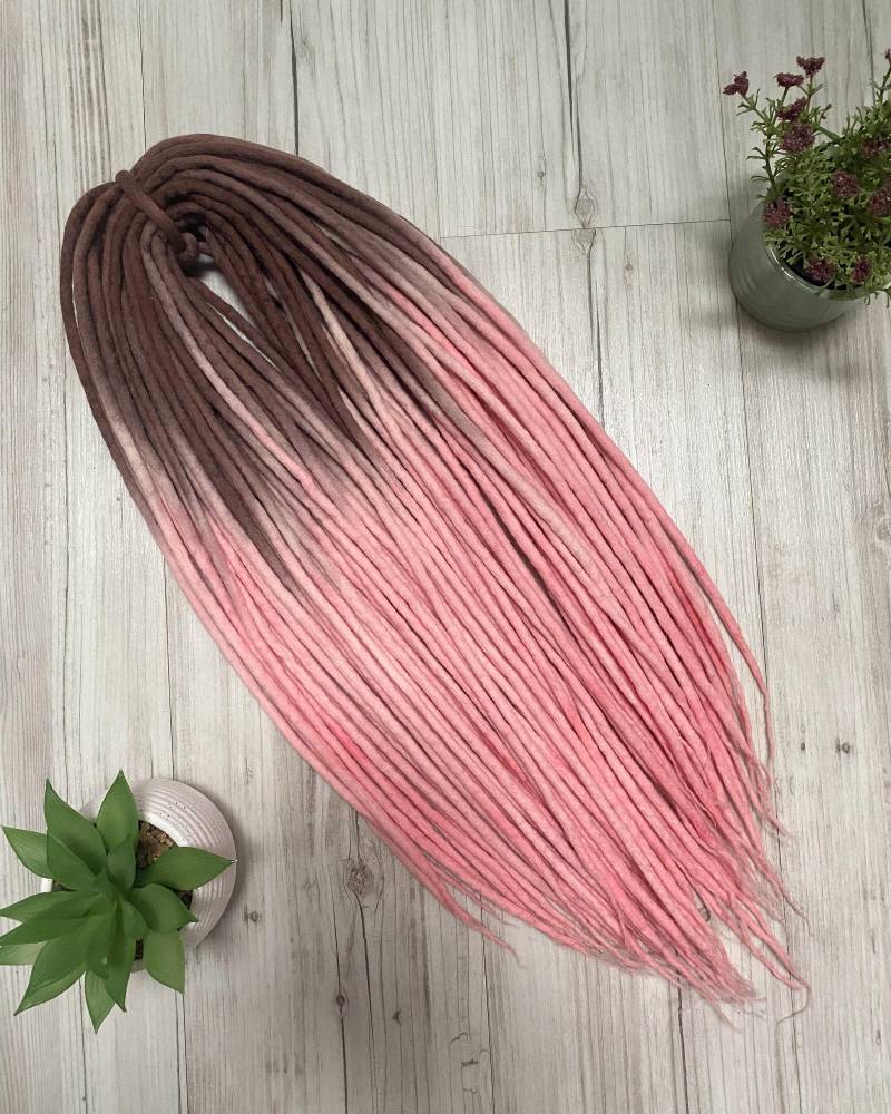 Schurwolle Für Dreads Braun-Rosa Ombre von Etsy - DreadsByBarrietta