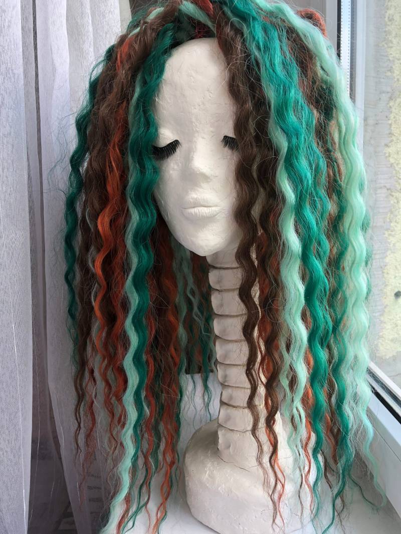 Wave Dreads, Curly De Braun Grün Orange Mix Der Dreadlocks von Etsy - DreadsByDAP