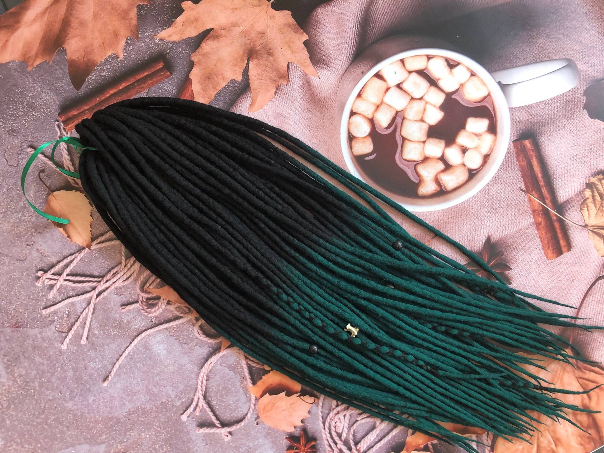 Wolle Doppelendige Einseitige Dreadlocks Schwarz Bis Smaragdgrün Waldgrün Weiche Merino von Etsy - DreadsByHolly