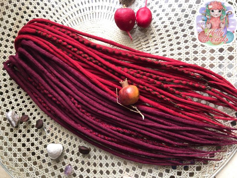 Wolle Doppelendige Single Enden Weinrot Und Reif Tomaten Dunkelrot Dreads Merino Dreadlocks von Etsy - DreadsByHolly