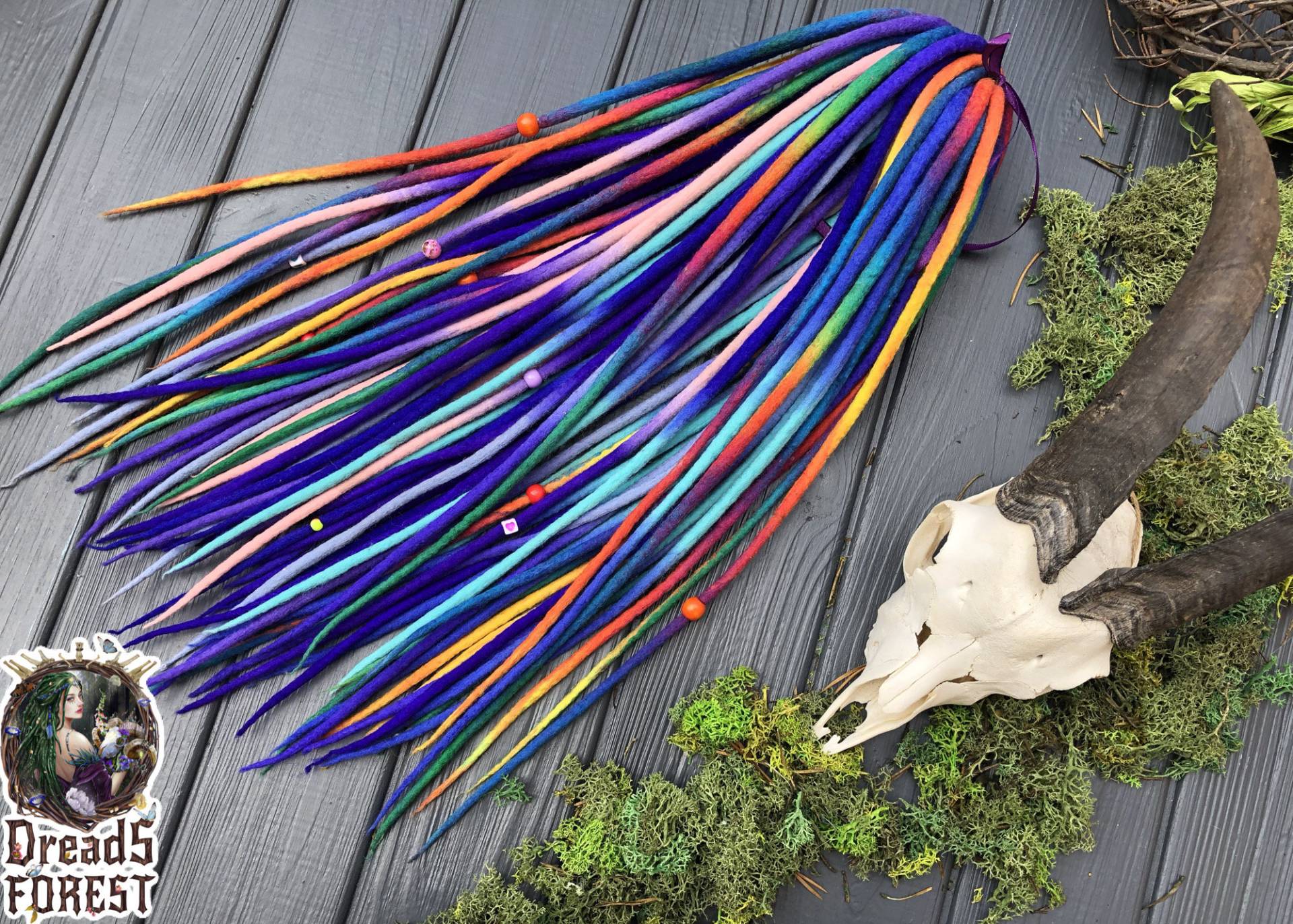 Doppelendige Dreads Aus Regenbogen-Ombre-Wolle Mit Kostenlosen Holzperlen von Etsy - DreadsForest