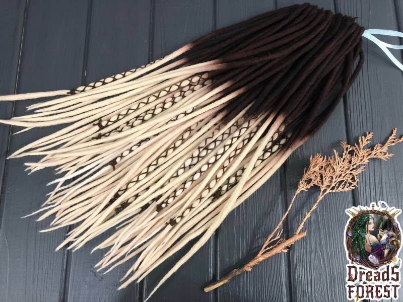 Set Aus Woll-Dreads Im Natürlichen Look, Komplettes De-Dreadlocks-Erweiterungen, Doppelendige Dunkelbraune Aschblonde Akzent-Dreads, Individuelle von Etsy - DreadsForest