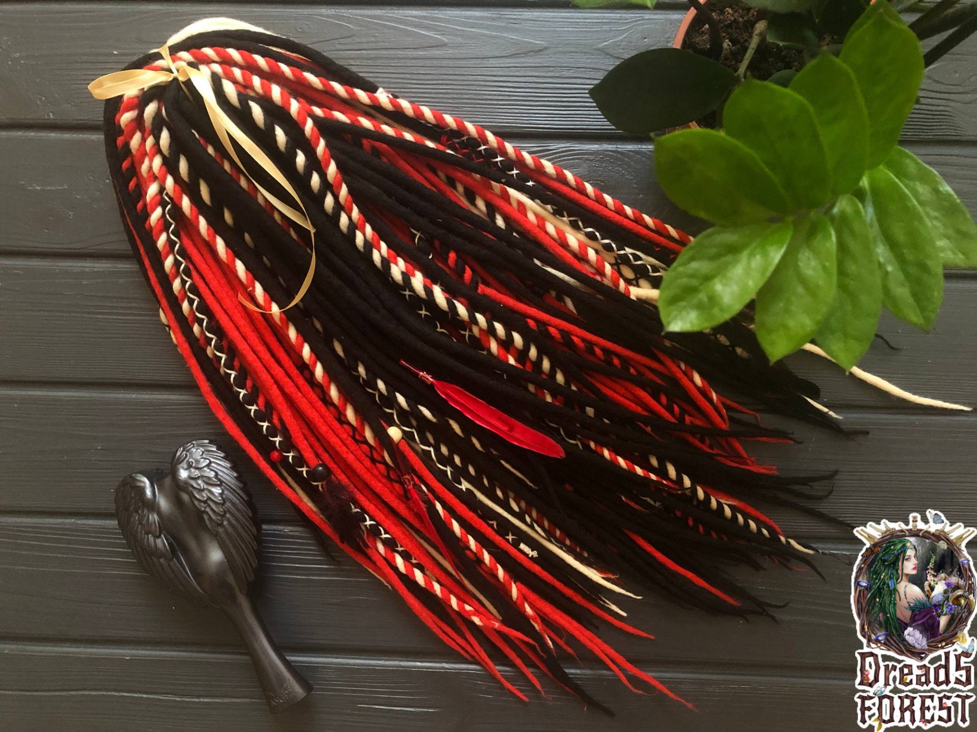 Woll-Dreadlocks + Drehungen Zöpfe in Den Farben Schwarz, Rot, Weiß, Weiches Set Mit Doppelseitigen Dreads von Etsy - DreadsForest