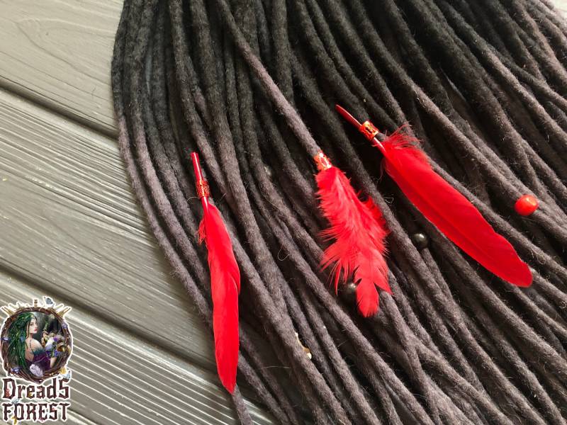 Woll-Ombre-Dreadlocks in Den Farben Schwarz Und Dunkelgrau, Komplettes Set Mit Dreadverlängerungen Haaraccessoires von Etsy - DreadsForest