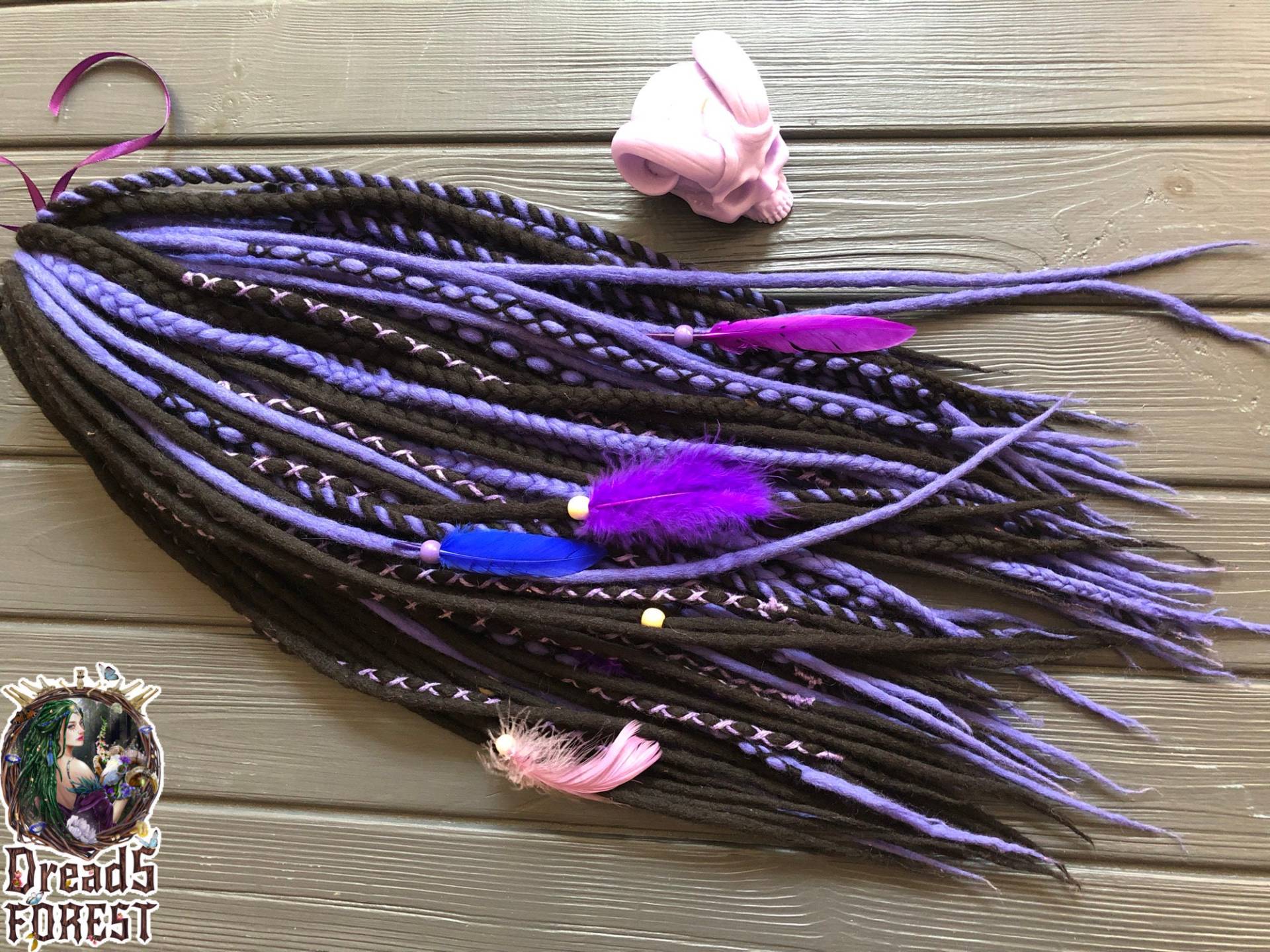 Wolle Ombre Dreadlocks+Zöpfe+Twists Schwarz+Violett Doppelendige Dreads Weiches Set von Etsy - DreadsForest