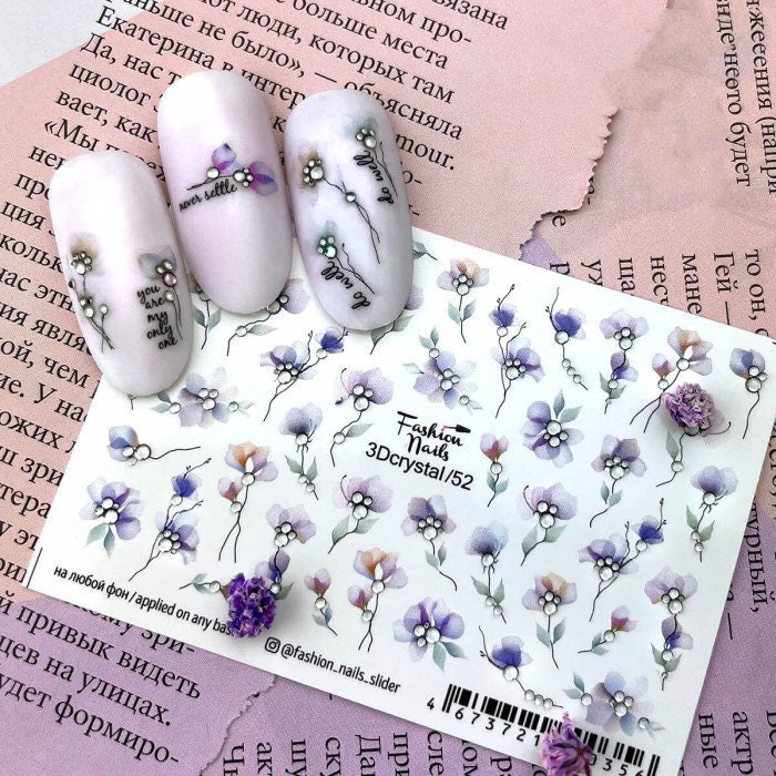 3D Nagel Aufkleber, Transfers, Nail Art, Mini Wassertransfer, Geschenk Für Oma - Crystal Petals von Etsy - EZNailsStore