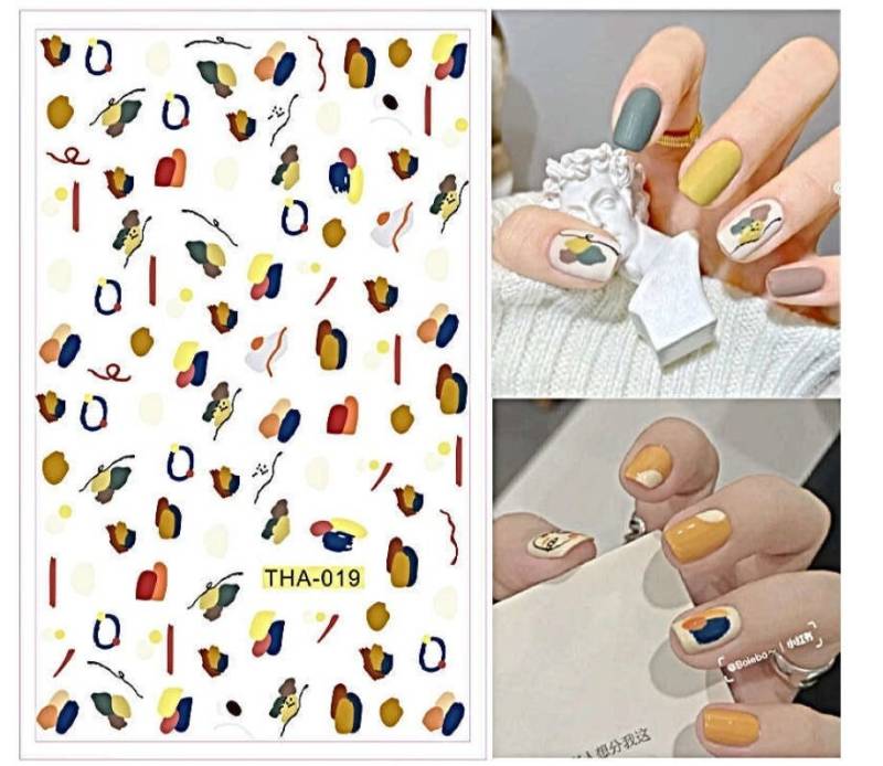 Braun Gelb Navy Abstrakte Kunst - Nail Art Decals Aufkleber Transfers von Etsy - EZNailsStore