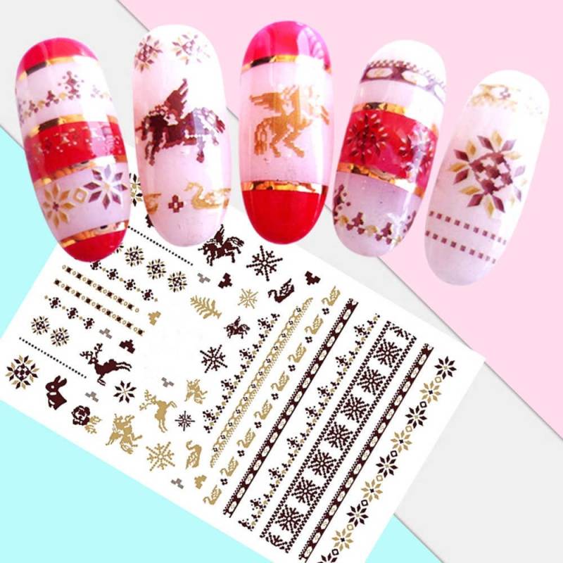 Weihnachten Urlaub Hell Und Dunkelbraun Pullover Muster Rentier - Nail Art Decals Aufkleber Transfers von Etsy - EZNailsStore