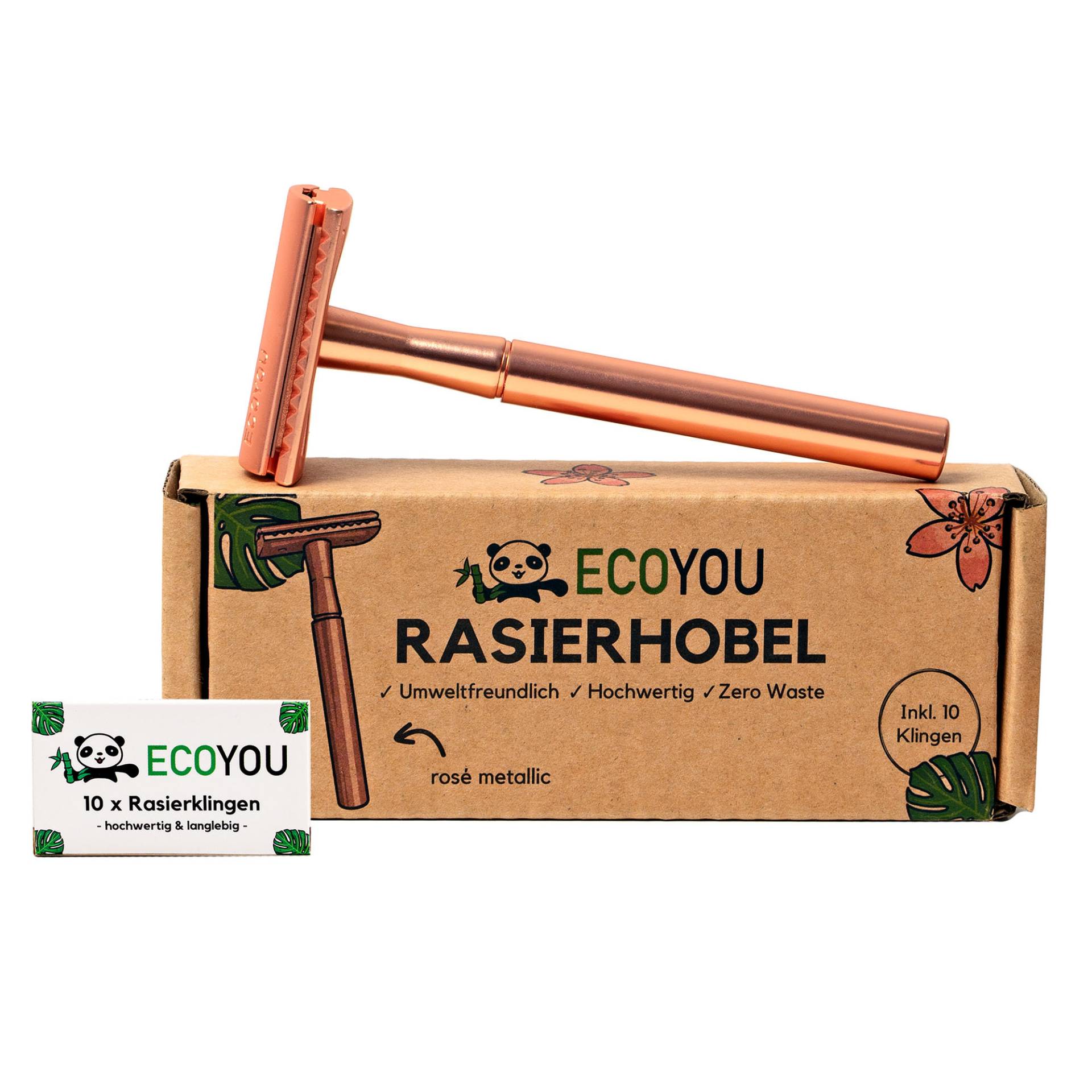 Ecoyou Rasierhobel Metall Rosé Inkl. 10 Klingen, Geschlossener Kamm, Damen & Herren - Nachhaltiger Nassrasierer von Etsy - EcoYou