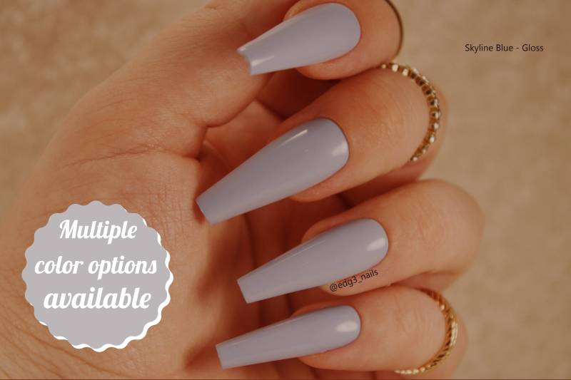 Basic Blue Press On Nail Set - Blaue Nägel 10Er Periwinkle Dark Sky Royal von Etsy - EdgeNail