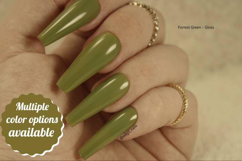 Basic Green Press On Nail Set - Grüne Nägel 10Er Lime Forrest Dark Neon von Etsy - EdgeNail