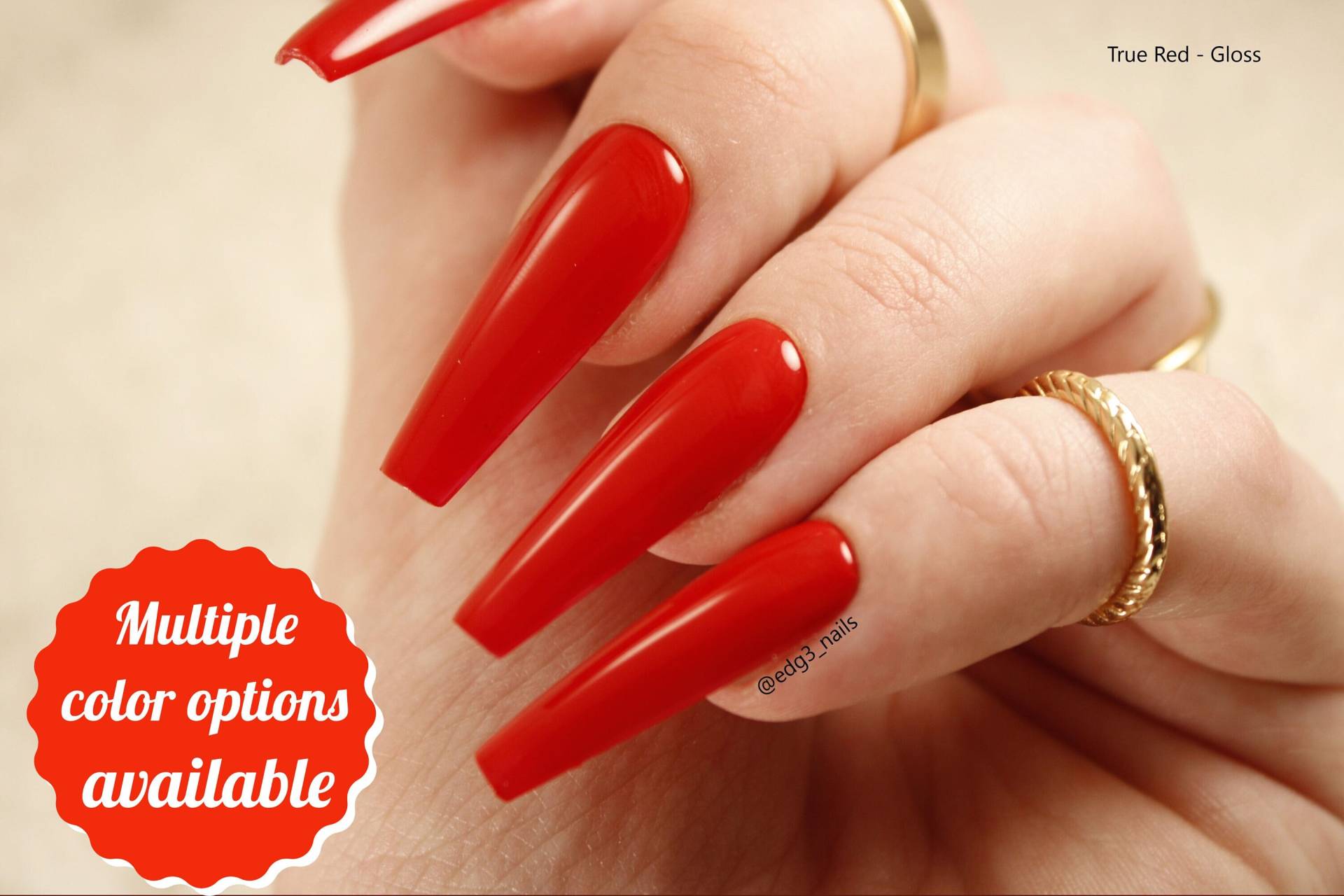 Basic Red Press On Nail Set - Rote Nägel 10Er Cherry Brick Blutorange Rot von Etsy - EdgeNail