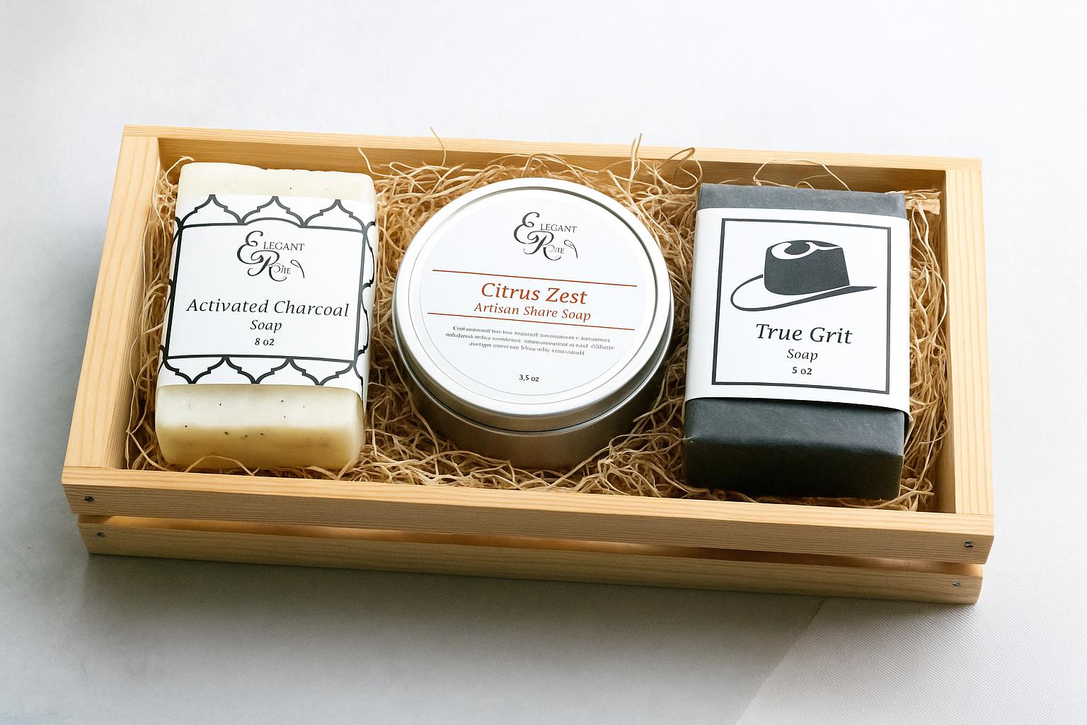 Herrenseife Geschenkset Holzkohle, Rasierseife, True Grit in Holzkiste Herrenseife Geschenkset Holzkohle, Rasierseife, True Grit in Holzkiste von Etsy - ElegantRoseBoutique