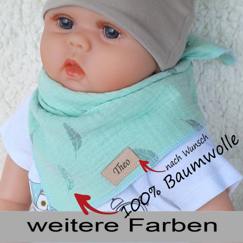 Tuch in Mint Zum Knoten Mit Namen Für Kinder, Musselintuch Mädchen Und Jungen von Etsy - ElenasAtelier