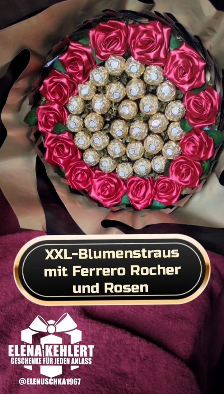 xxl Blumenstrauß Mit Ferrero & Satinband-Rosen von Etsy - Elenuschka1967