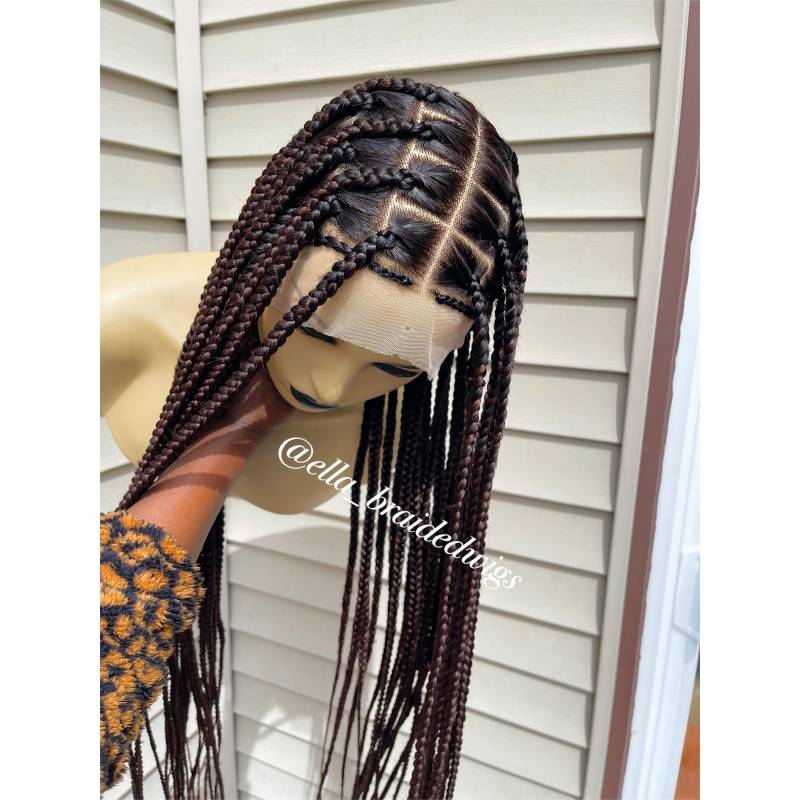 Knotenlose Geflochtene Perücke Für Schwarze Frauen. Faux Locs Passion Twists Box Braids Senegalese von Etsy - Ellasbraidedwigs